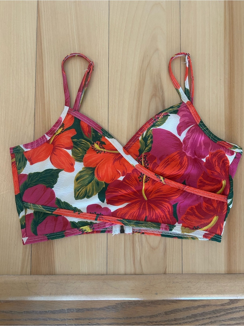 🟢 5 for $25 🟢 Show Me Your MuMu Bikini Top Floral Tropical Bralette in Red Pink